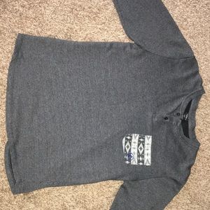 Heather Grey Volcom Long Sleeve Button Pocket Tee
